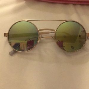 Sunglasses. Green reflective. Perfect hippie style